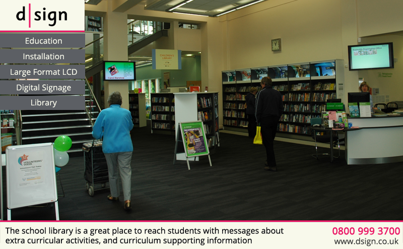 The school library is a great place to reach students with messages about extra curricular activities and curriculum supporting information.